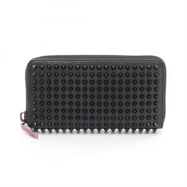 Christian Louboutin PANETTONE Around zip long Wallet Purse leather Black Used