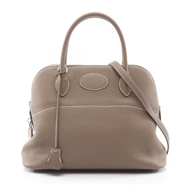 HERMES Bolide 31 Shoulder Handbag Clemence leather Gray Etoupe Grey SHW Used A