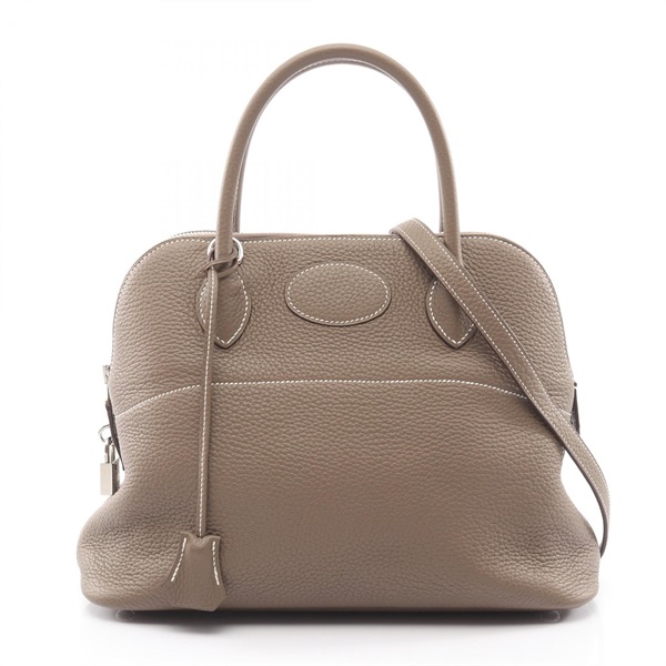 HERMES Bolide 31 Shoulder Handbag Clemence leather Gray Etoupe Grey SHW Used A