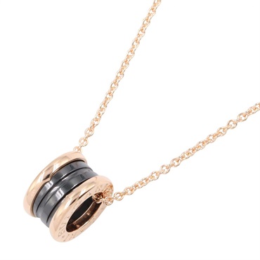 BVLGARI B-zero1 Ceramic Necklace Pendant 18KRG Pink Rose Gold Black Used Women
