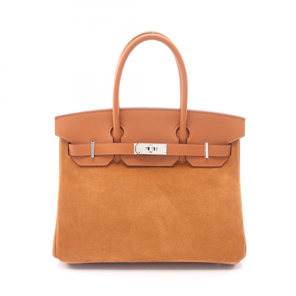 HERMES Birkin 30 Handbag Swift Suede leather Brown Gold SHW Used Women U