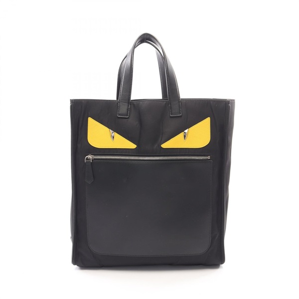 FENDI Bagbugs Monster Tote Bag 7VA367 Nylon leather Black Yellow Used mens