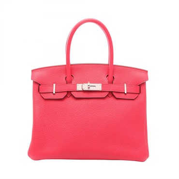 HERMES Birkin 30 Tote Handbag Clemence leather Pink Rose Extreme SHW Used D
