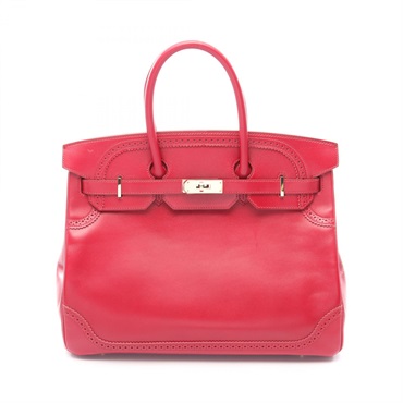 HERMES Birkin 35 Gillies Handbag Tadelackt leather Red Ruby Used Women P GHW