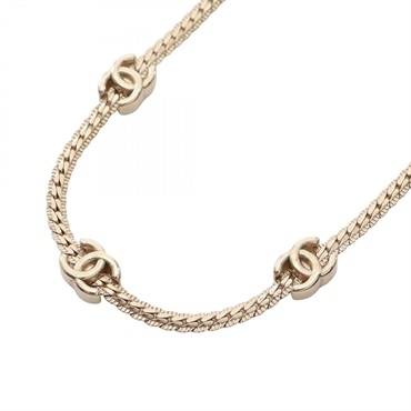 CHANEL 7 CC Logos Necklace Gold Plated Used 38.5~52cm