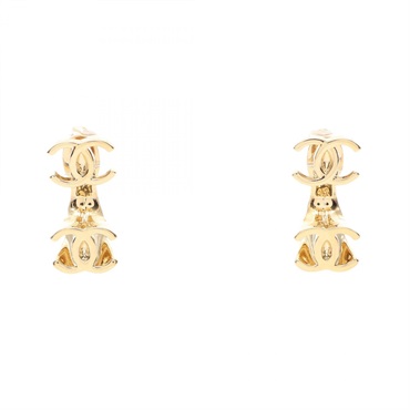 CHANEL COCO Mark Pierced earrings Gold Plated Used CC Logo