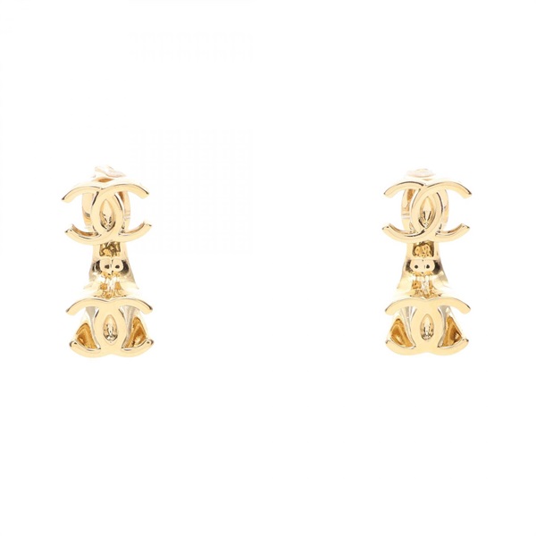 CHANEL COCO Mark Pierced earrings Gold Plated Used CC Logo