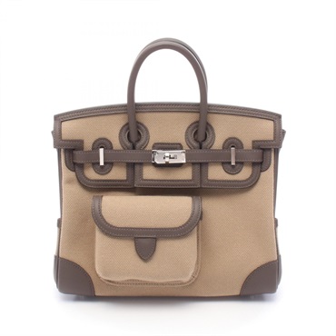 HERMES birkin 25 cargo Handbag K Swift leather Toile Goeland Mousse Ecorce SHW