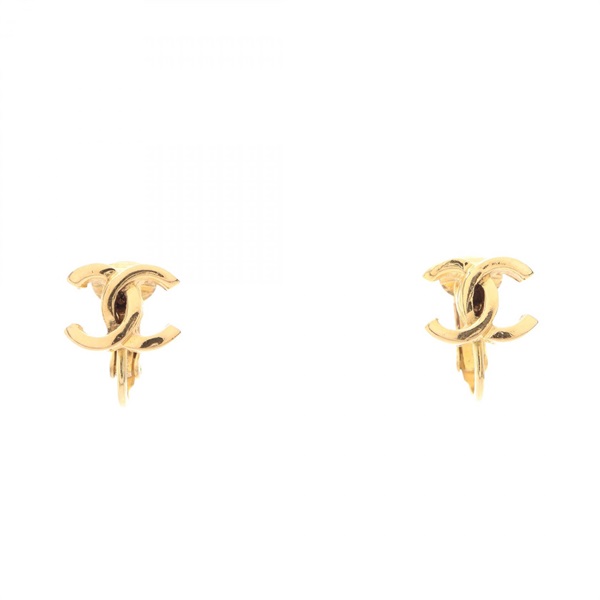 CHANEL COCO Mark Earring Gold Plated Used Women CC