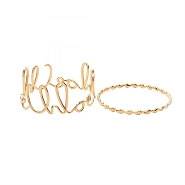 Chloe Iconic 2-piece Set Bangle Bracelet Gold Plated Used Women