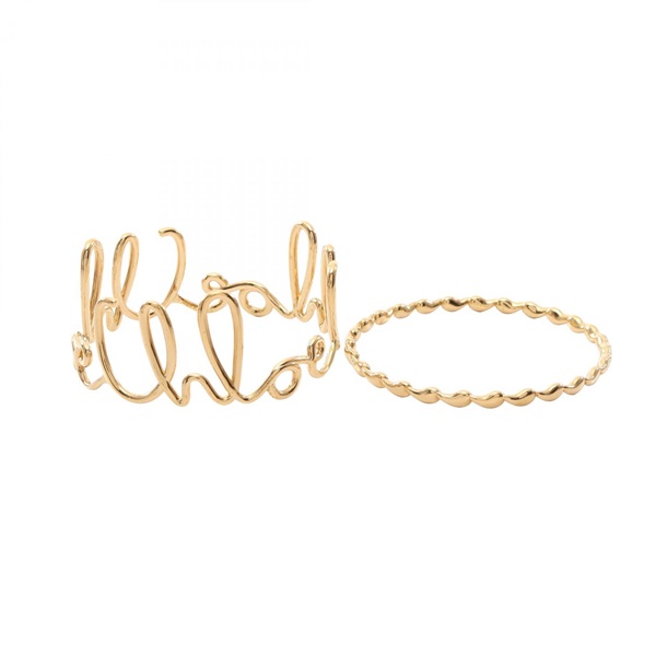 Chloe Iconic 2-piece Set Bangle Bracelet Gold Plated Used Women