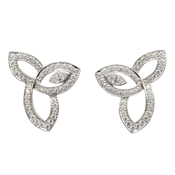 HARRY WINSTON Lily Cluster Pierced Earrings Pt950 Platinum Clear Used Women