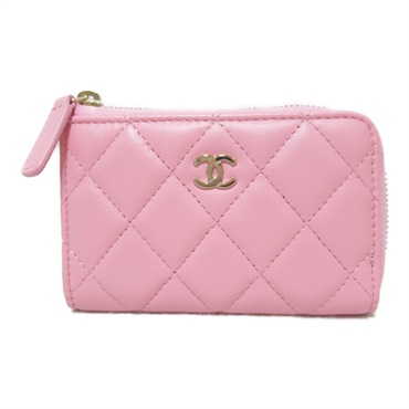CHANEL CC coin purse wallet Lambskin sheep leather Pink Used Women Coco