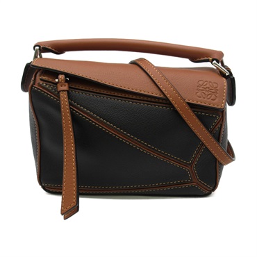 LOEWE Puzzle bag mini Shoulder crossbody Bag leather Brown Black Used