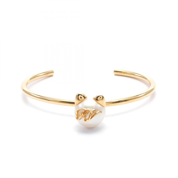 Roger Vivier Pearl Cat Bangle Gold Plated artificial pearl Gold White Used Women