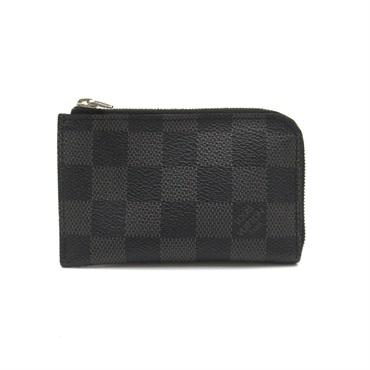 LOUIS VUITTON Porte monnaie coin purse N61237 Damier graphite canvas Black Used