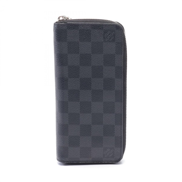 LOUIS VUITTON Zippy Vertical long wallet N63095 Damier graphite Black Used mens