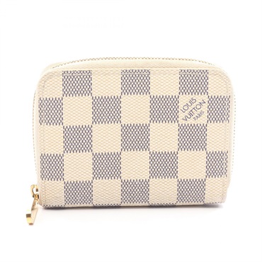 LOUIS VUITTON Zippy coin purse N63069 Damier Azur canvas White Used Women LV
