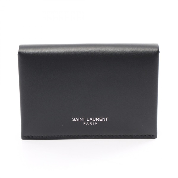 YVES SAINT LAURENT name card case holder leather Black Used unisex logo