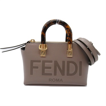 FENDI By the Way Mini Shoulder Hand Bag 8BS067 leather Gray Beige Used Women