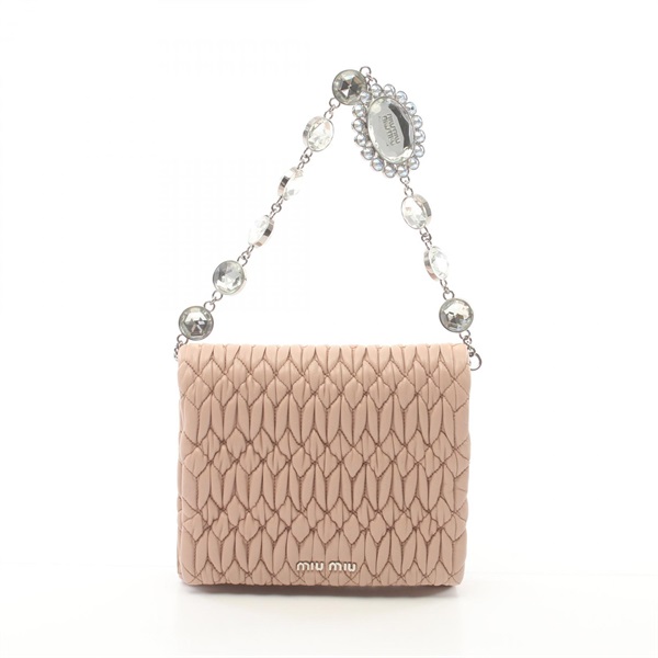 Miu Miu NAPPA CRYSTAL Matelasse Handbag Chain leather Pink Used Women