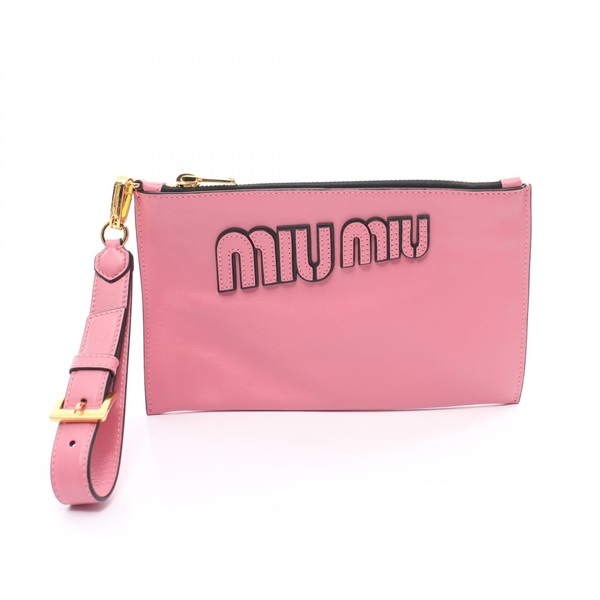 Miu Miu business clutch bag leather Pink Used Women GHW