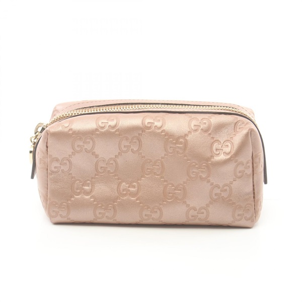 GUCCI Guccisima Pouch zipper purse 153228 leather Gold pink Used