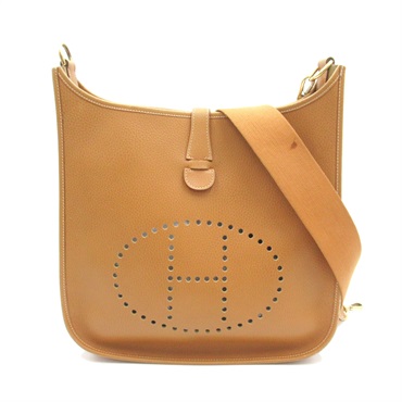 HERMES Evelyne GM Shoulder crossbody Bag Z Fjord leather Calfskin Natural GHW