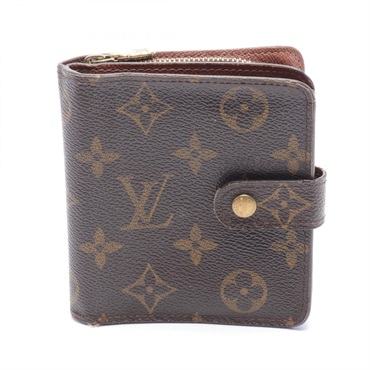 LOUIS VUITTON Compact Zip Monogram wallet purse M61667 canvas Brown Used