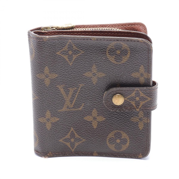 LOUIS VUITTON Compact Zip Monogram wallet purse M61667 canvas Brown Used