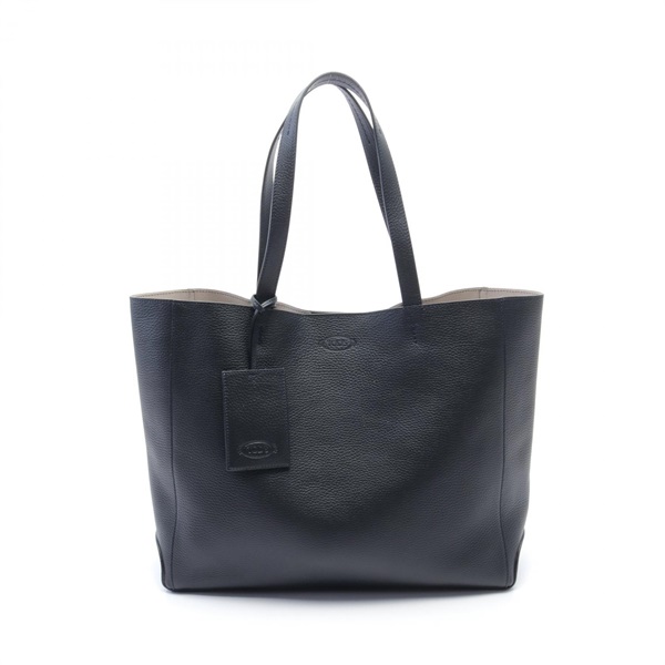 TODS Tote shoulder hand Bag leather Black Used