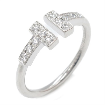 TIFFANY＆CO T wire diamond ring #4.25 US size K18 White Gold Used