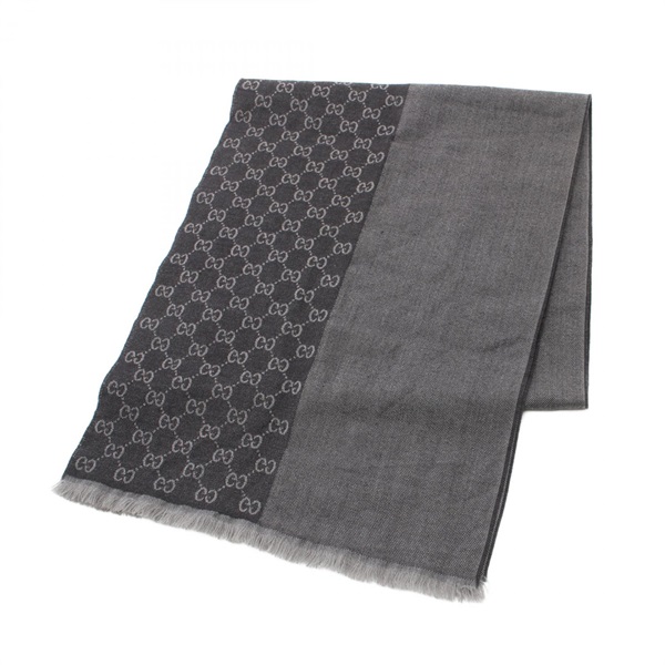 GUCCI GG pattern Scarf wool Gray Used Women