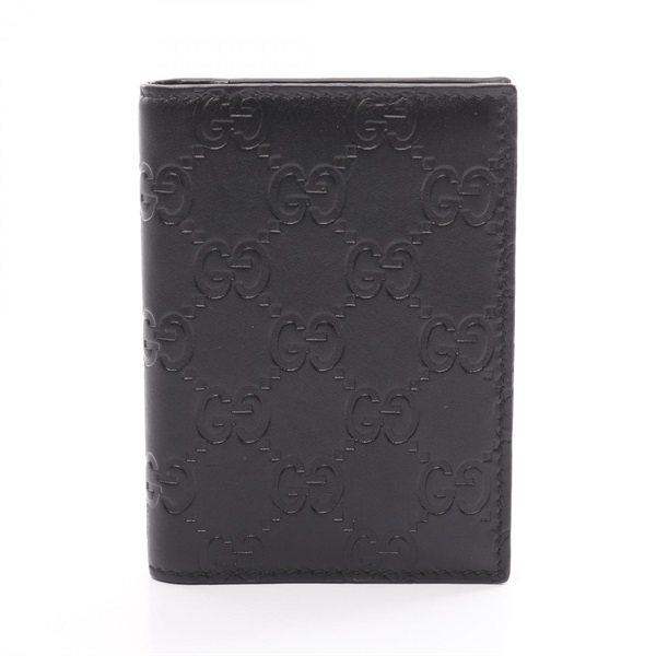 GUCCI Guccissima Card Case 146230 leather Black Used mens