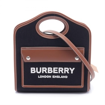 BURBERRY MICRO POCKET BAG Handbag 8055187 canvas leather Black Brown Used Women