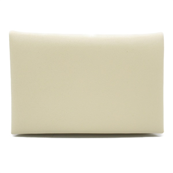 HERMES Calvi Verso Card Case Swift leather Chevre White Grimayer Nata Used B SHW