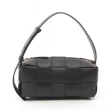 BOTTEGA VENETA cassette Hand bag 729166 leather Black Used