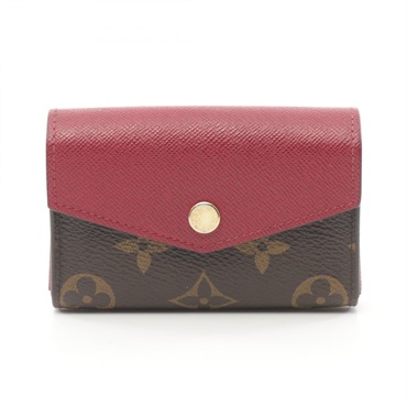 LOUIS VUITTON Multicult Sarah Card Case M61273 Monogram Brown Fuchsia Used Women