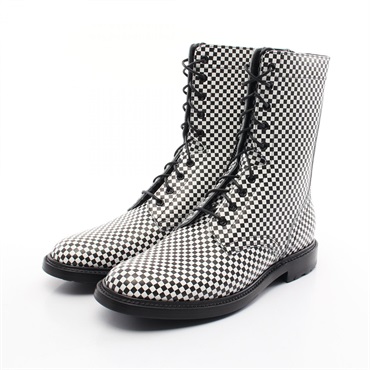 CELINE boots short shoes #43 leather Black White Used