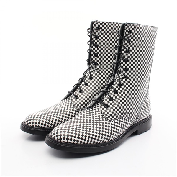 CELINE boots short shoes #43 leather Black White Used