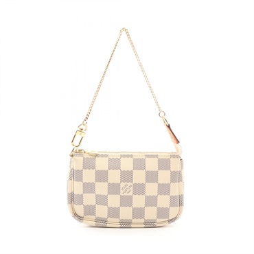 LOUIS VUITTON Mini pochette Accessoires Handbag N58010 Damier Azur Used Women LV