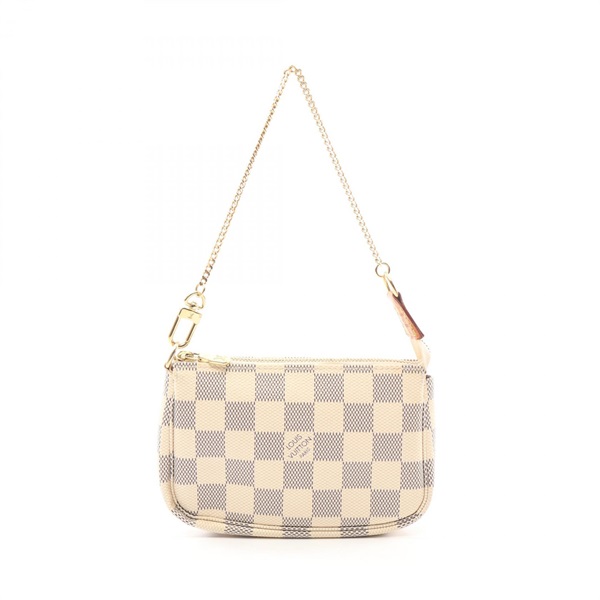 LOUIS VUITTON Mini pochette Accessoires Handbag N58010 Damier Azur Used Women LV