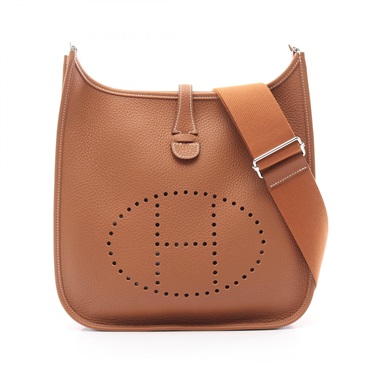 HERMES Evelyne 3 Troyes PM Shoulder Bag W Clemence leather Brown Women SHW