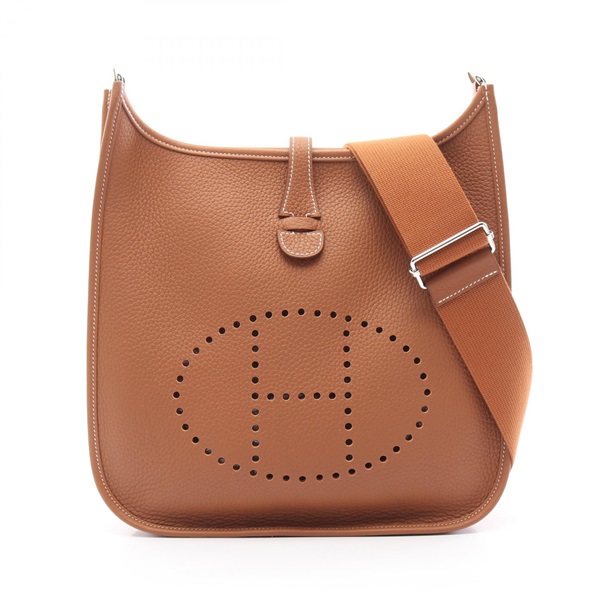 HERMES Evelyne 3 Troyes PM Shoulder Bag W Clemence leather Brown Women SHW