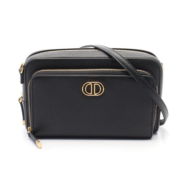 Dior Caro double pouch crossbody Shoulder Bag S7431UBAE leather Black Used Women