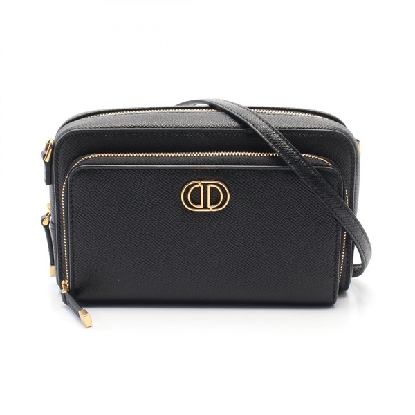 Dior Caro double pouch crossbody Shoulder Bag S7431UBAE leather Black Used Women