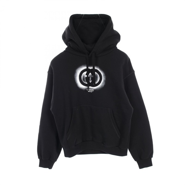 GUCCI Hooded Sweatshirt 770839 Cotton jersey Black Used mens #XS