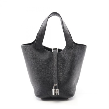 HERMES Picotin Lock PM Hand tote bag B Taurillon Clemence Black Used SHW