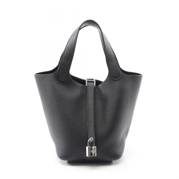 HERMES Picotin Lock PM Hand tote bag B Taurillon Clemence Black Used SHW
