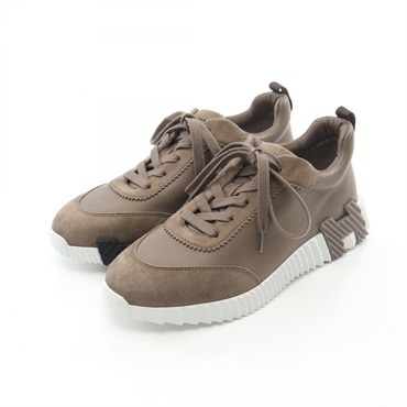 HERMES Bouncing sneakers Shoes leather Suede Brown Used mens size 39